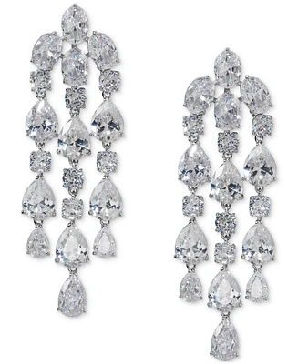 Eliot Danori Silver-Tone Cubic Zirconia Chandelier Earrings, Exclusively at Macy's