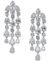 Eliot Danori Silver-Tone Cubic Zirconia Chandelier Earrings, Exclusively at Macy's