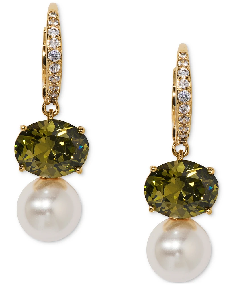 Eliot Danori Cubic Zirconia & Imitation Pearl Drop Earrings, Exclusively at Macy's
