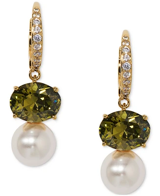 Eliot Danori Cubic Zirconia & Imitation Pearl Drop Earrings, Exclusively at Macy's