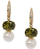 Eliot Danori Cubic Zirconia & Imitation Pearl Drop Earrings, Exclusively at Macy's