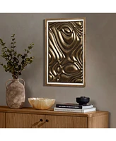 LuxenHome Gold Metal Abstract Wood Framed 20"W x 32" H Wall Decor