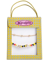Clueless Gold-Tone 2-Pc. Set Crystal Slider & As If Mixed Bead Stretch Bracelets