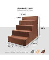 Home Base 5-Step Dog Stairs for Bed, Steps Couch, Pet Stair Cats and Dogs Non-Slip High Density Foam