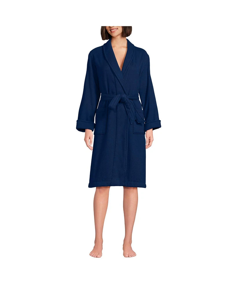 Lands' End Women's Cotton Terry Knee Length Spa Bath Robe
