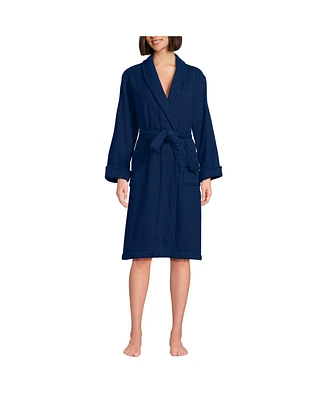 Lands' End Women's Cotton Terry Knee Length Spa Bath Robe