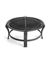 Steel Round Wood Burning Fire Pit for Outdoor Gatherings