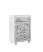 Modern 5-Drawer Chest with Faux Marble Front for Stylish Storage