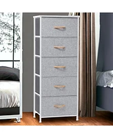 Lightweight Steel and Fabric Chest with Five Drawers for Small Spaces