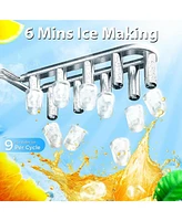 Zafro Countertop Ice Maker, Portable Machine with Self-Cleaning, 26.5 lbs/24H, Fast 9 Bullet Cubes 6 Mins, Compact Maker Basket &
