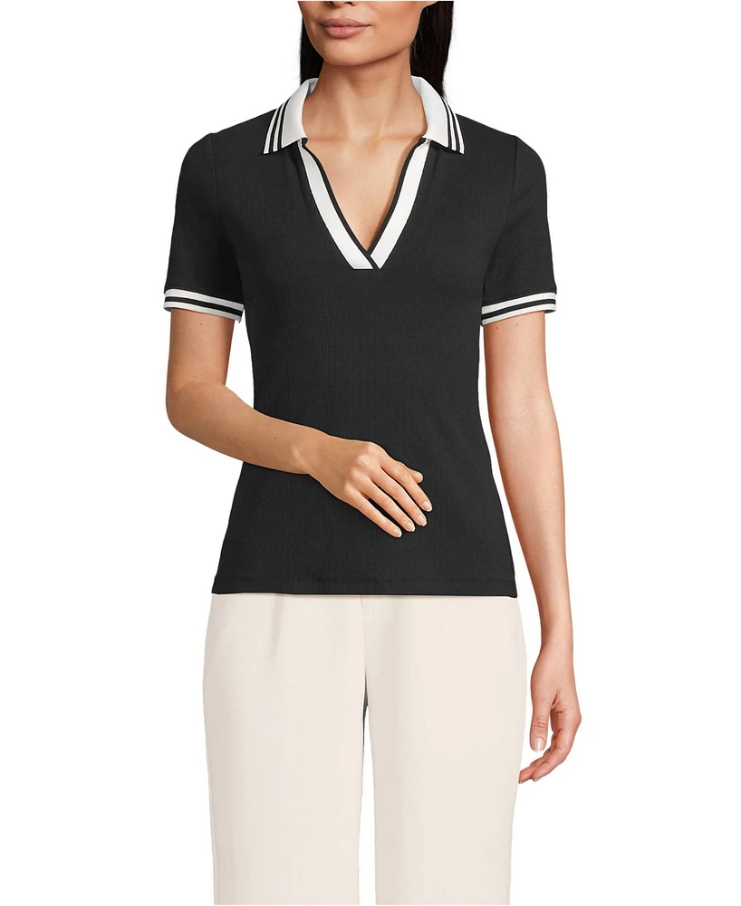Lands' End Petite Wide Rib Polo Shirt
