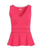 Lands' End Women's Lightweight Jersey Peplum V-Neck Tank Top