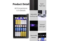 Zafro Mini Fridge Beverage Cooler - 128-Can Capacity with Glass Door for Soda, Beer, or Wine