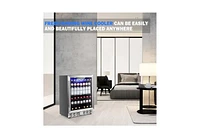 Zafro 24 Inch Wine Refrigerator, 5.1 Cu Ft Freestanding or Built-in Wine Fridge, Under Counter Stainless Steel Beverage Cooler with Glass Door