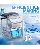 Zafro Countertop Nugget Ice Maker, Portable Pebble Machine, 34 lbs/24H, Soft Chewable Ice, Self-Cleaning, One-Touch Operation, Includes Scoop