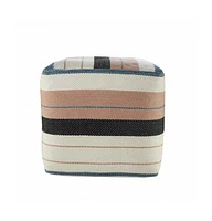 Versatile Pouf Ottoman – Striped Polyester Cube for Indoor or Outdoor Use, Ideal as Seat or Footrest