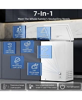Zafro 2.7 Cu Ft Compact Chest Freezer with Removable Basket, Adjustable Temp from 6.8°F to