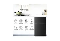 Zafro 3.2 cubic foot mini fridge with separate freezer compartment and double door design is perfect for a basement, apartment