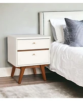 Stylish Two-Drawer Wood Nightstand with Storage for Small Spaces