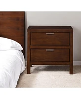 Modern Faux Wood Nightstand with Two Drawers for Bedside Essentials