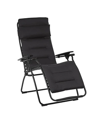 Foldable Steel Frame Zero Gravity Chair with Cushion for Outdoor Lounging