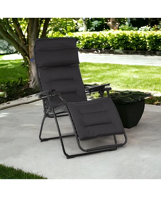 Foldable Steel Frame Zero Gravity Chair with Cushion for Outdoor Lounging