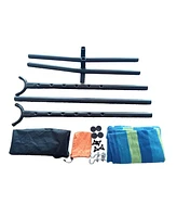 Blue And Green Stripe Two Person Hammock With Stand
