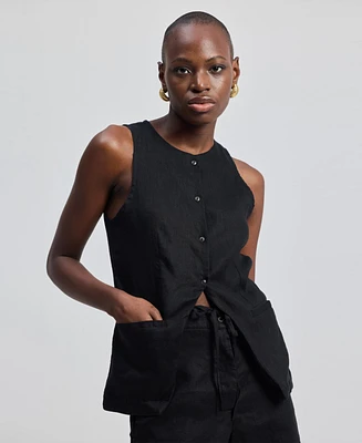 Reistor Women's Hemp Vest Jacket Black