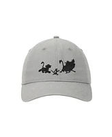 Disney Men's Lion King Simba Timon & Pumba Silhouettes Gray Unstructured Baseball Cap