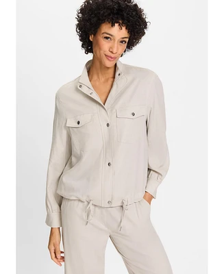 Olsen Women's Funnel Neck Linen Blend Jacket
