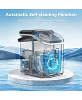 Zafro Portable Nugget ice Maker, producing 10,000 pcs or lbs of daily. Self-cleaning countertop machine with handle, includes scoop and basket