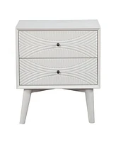 Modern Groovy 1-Drawer Wood Nightstand for Small Spaces
