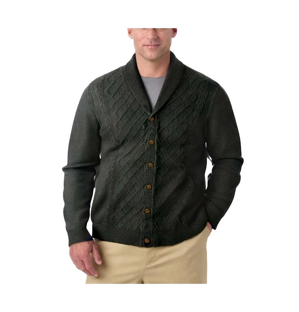 KingSize Big & Tall Soft Cable Knit Shawl Collar Cardigan