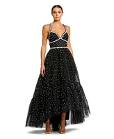 Mac Duggal Women's Pearl Beaded High Low Gown