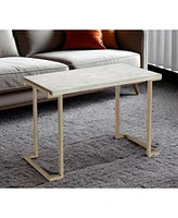 Faux Marble Coffee Table with Iron Sled Base – Elegant and Sturdy