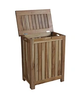 Compact Teak Laundry Hamper with Removable Bag for Easy Sorting