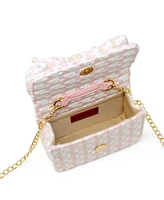 Tiny Treats + Zomi Gems Girls Tweed Jumbo Pearl Bow Handbag, Pink