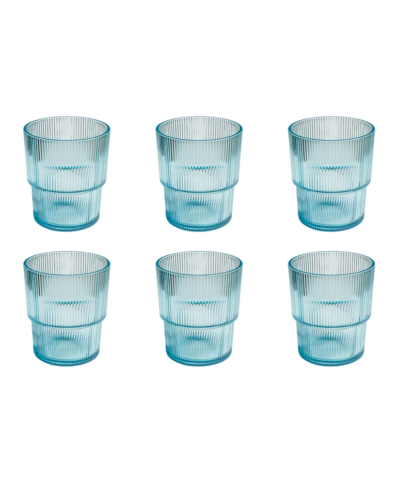 TarHong Fine Ribbed Double Old Fashioned Glasses, Set of 6