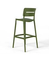 Stackable Polypropylene Resin Plastic Outdoor Patio Bar Stools (Set of 2)