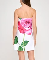 Bcx Juniors' Strapless Rose Placement Bodycon Dress