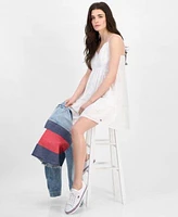 Tommy Jeans Womens Cropped Trucker Jacket Eyelet Dress