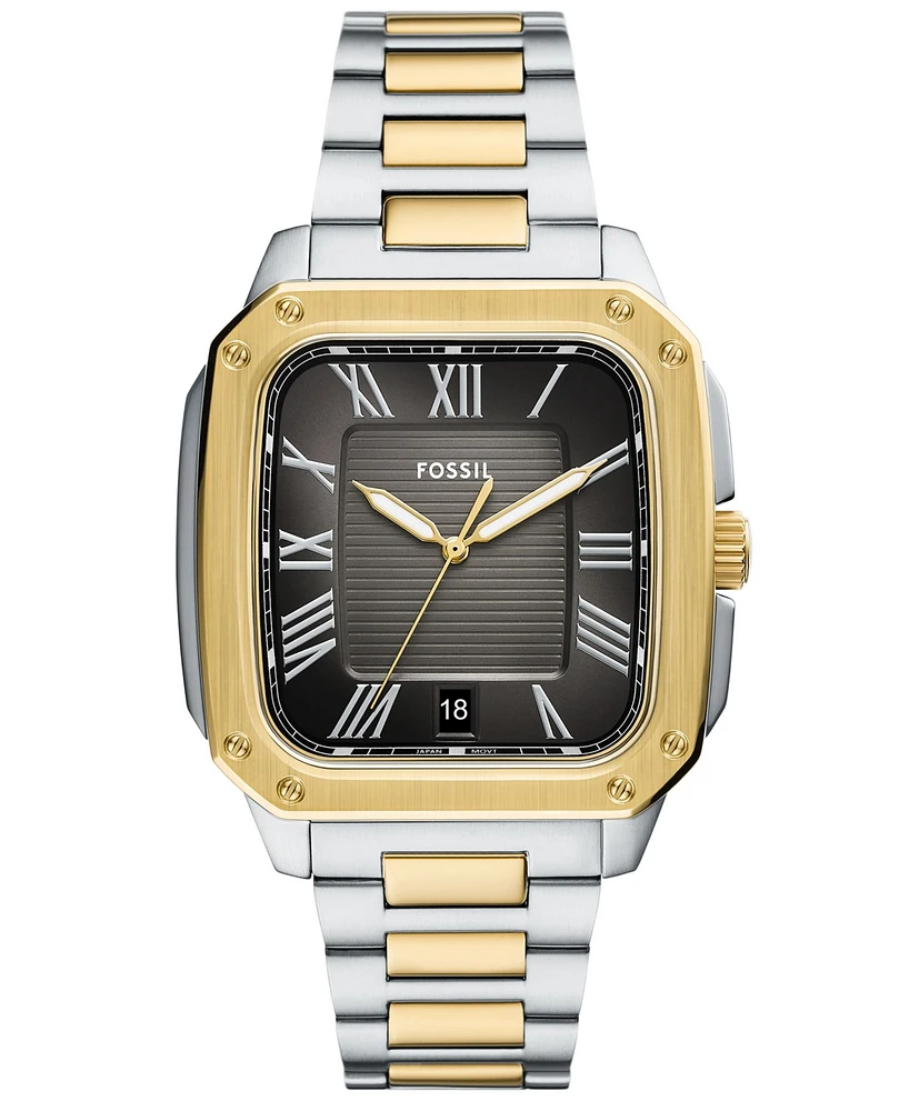 Fossil Men's Crosby Three-Hand Date Two-Tone Stainless-Steel Watch, 42mm