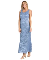 R & M Richards Petite 2-Pc. Metallic-Lace Gown Jacket Set