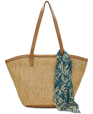 Patricia Nash Marconia Extra-Large Raffia Tote with Scarf