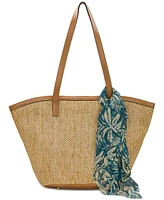 Patricia Nash Marconia Extra-Large Raffia Tote with Scarf
