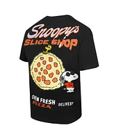 Freeze Max Men's Black Peanuts Snoopy's Slice Shop T-Shirt