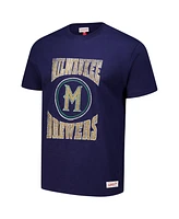 Mitchell & Ness Men's Navy Milwaukee Brewers Arched Logo Slub T-Shirt