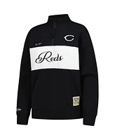 Mitchell & Ness Women's Black Cincinnati Reds Quarter-Zip Pullover Top