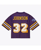 Mitchell & Ness x Dannijo Women's Magic Johnson Purple Los Angeles Lakers Cropped Football Fashion Jersey