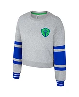 Stadium Essentials Women's Heather Gray Seattle Sounders Fc Scrimmage Cropped Pullover Sweatshirt